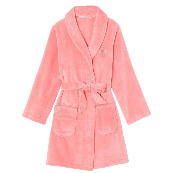Robe Short cozy soft plush Victoria’s Secret size xsmall/small pink💗✨🎀 - Picture 2 of 12
